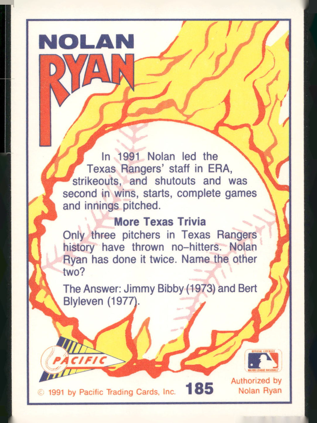 1992 Pacific Nolan Ryan Texas Express II #185 Nolan Ryan