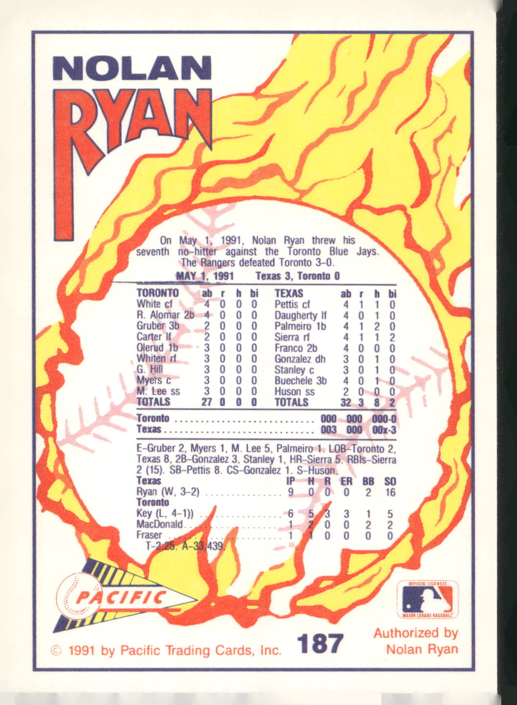 1992 Pacific Nolan Ryan Texas Express II #187 Nolan Ryan