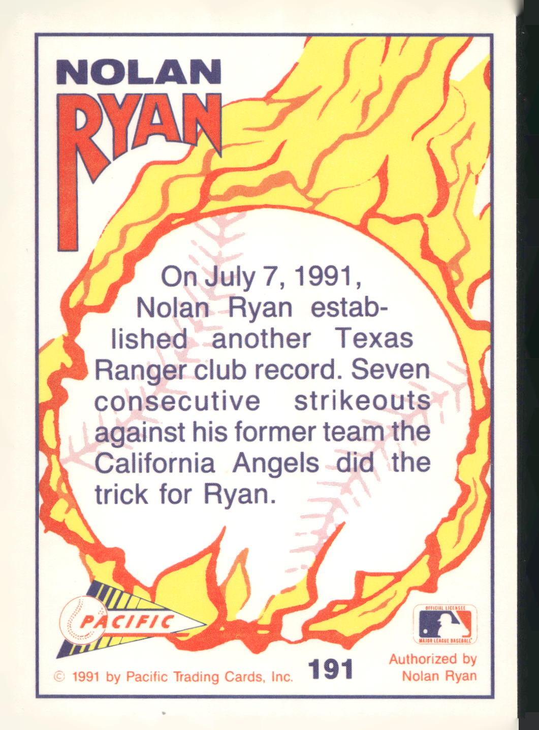 1992 Pacific Nolan Ryan Texas Express II #191 Nolan Ryan