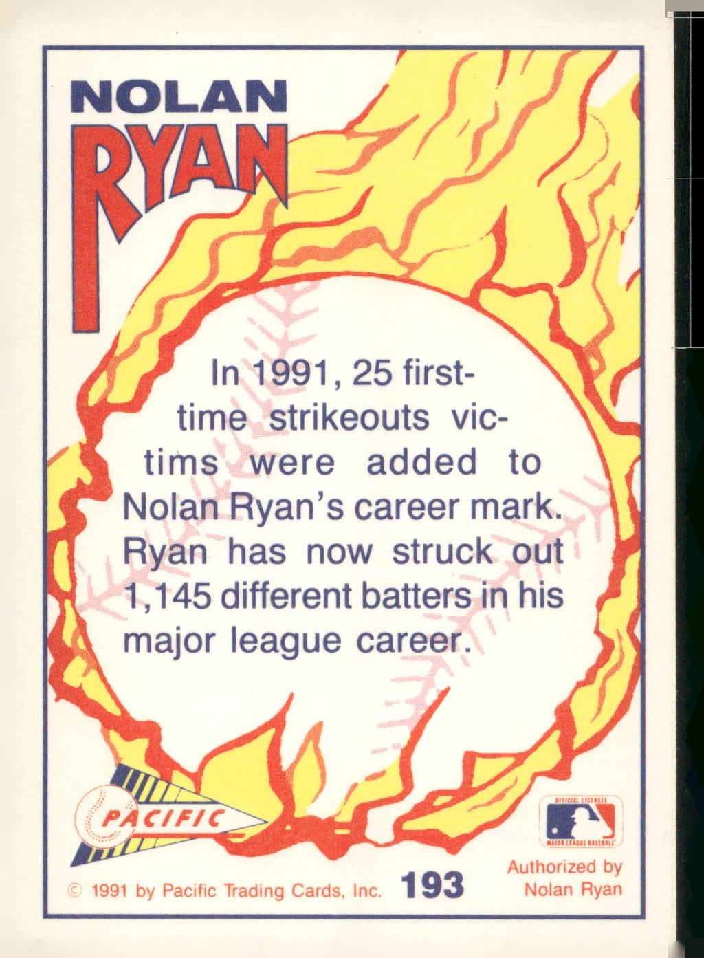 1992 Pacific Nolan Ryan Texas Express II #193 Nolan Ryan