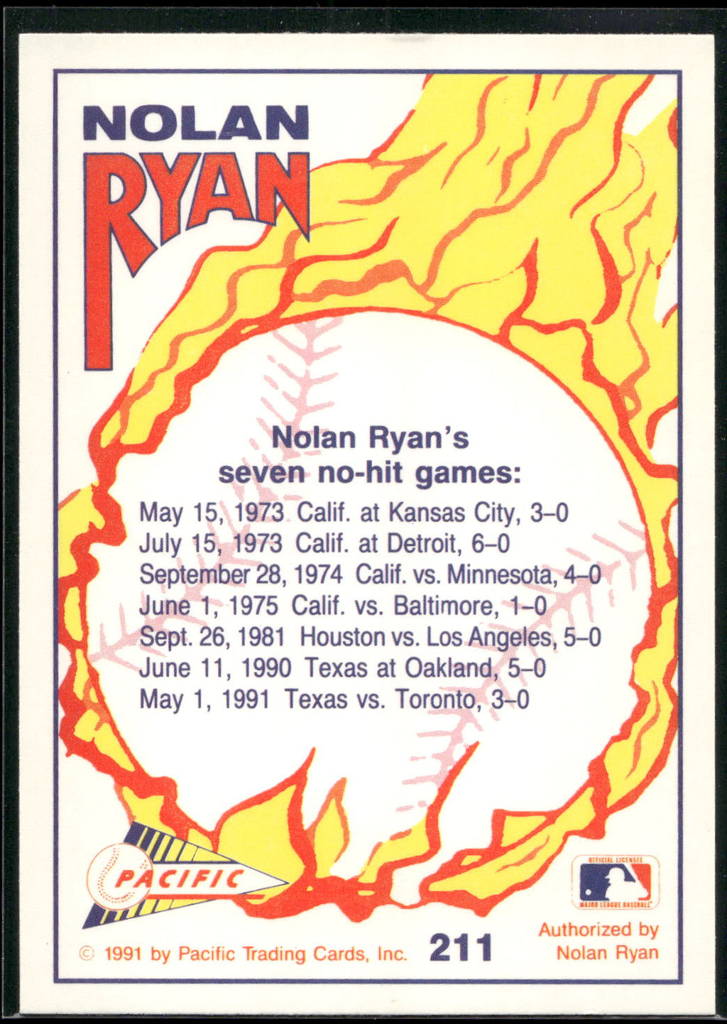 1992 Pacific Nolan Ryan Texas Express II #211 Nolan Ryan