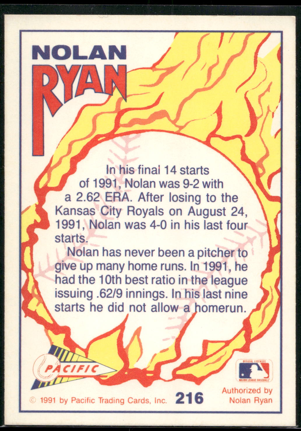 1992 Pacific Nolan Ryan Texas Express II #216 Nolan Ryan