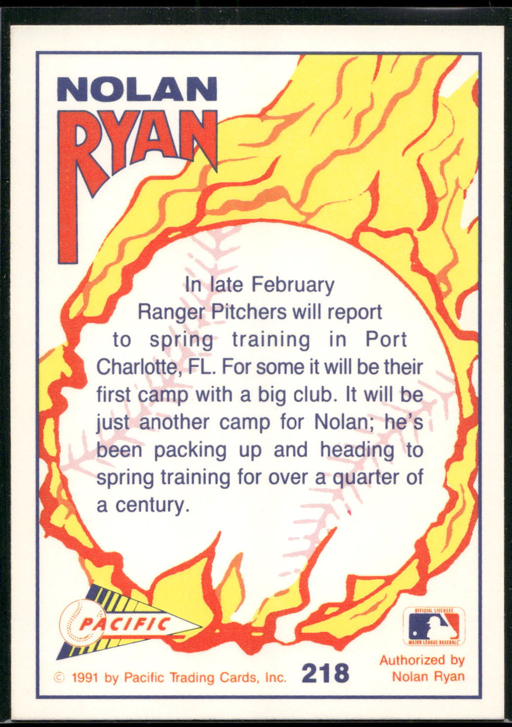 1992 Pacific Nolan Ryan Texas Express II #218 Nolan Ryan