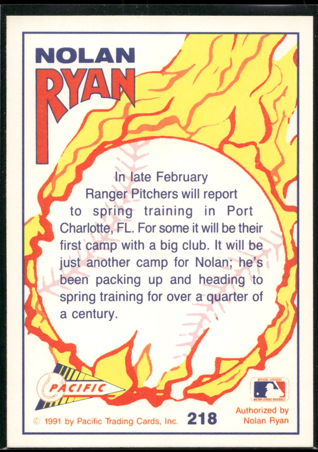 1992 Pacific Nolan Ryan Texas Express II #218 Nolan Ryan