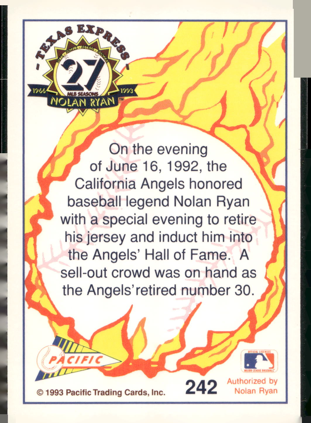1993 Pacific Texas Express #242 Angels' #30 Retired