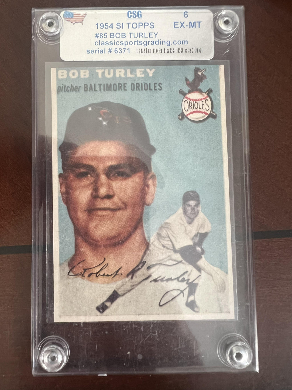 1954 Topps #85 Bob Turley Graded CSG 6 EX-MT