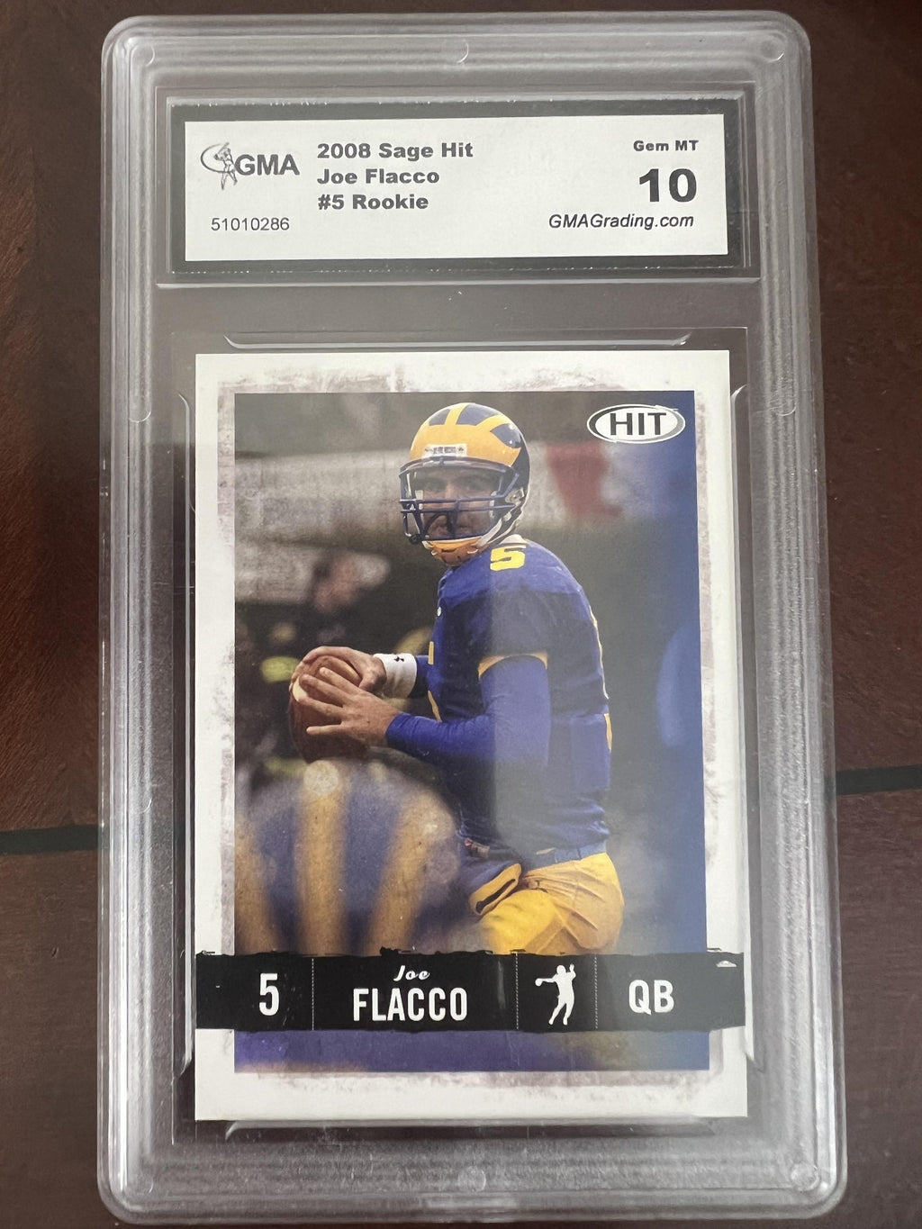 2008 SAGE HIT #5 Joe Flacco Graded GMA 10 Mint