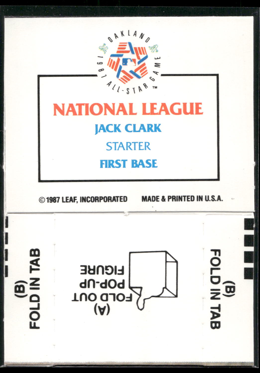 1988 Donruss All-Stars #NNO Jack Clark Pop-Ups