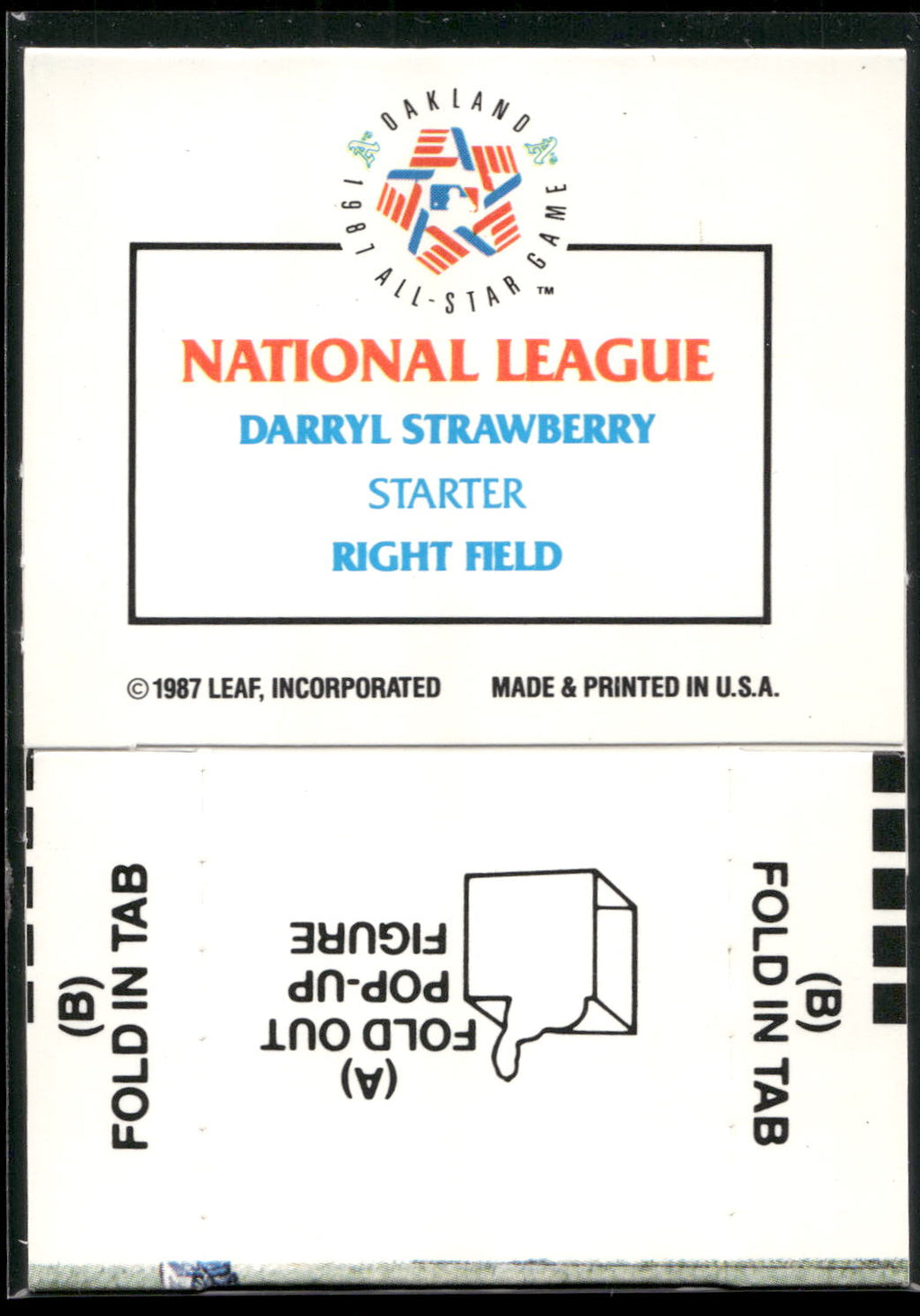 1988 Donruss All-Stars #NNO Darryl Strawberry Pop-Ups