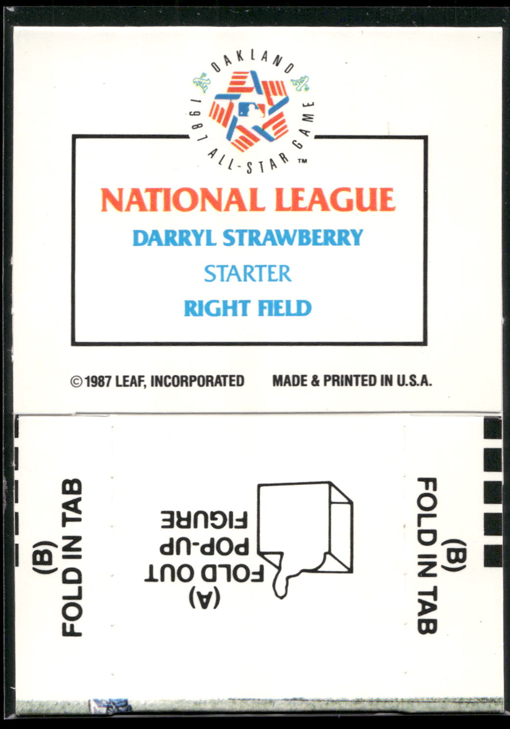 1988 Donruss All-Stars #NNO Darryl Strawberry Pop-Ups