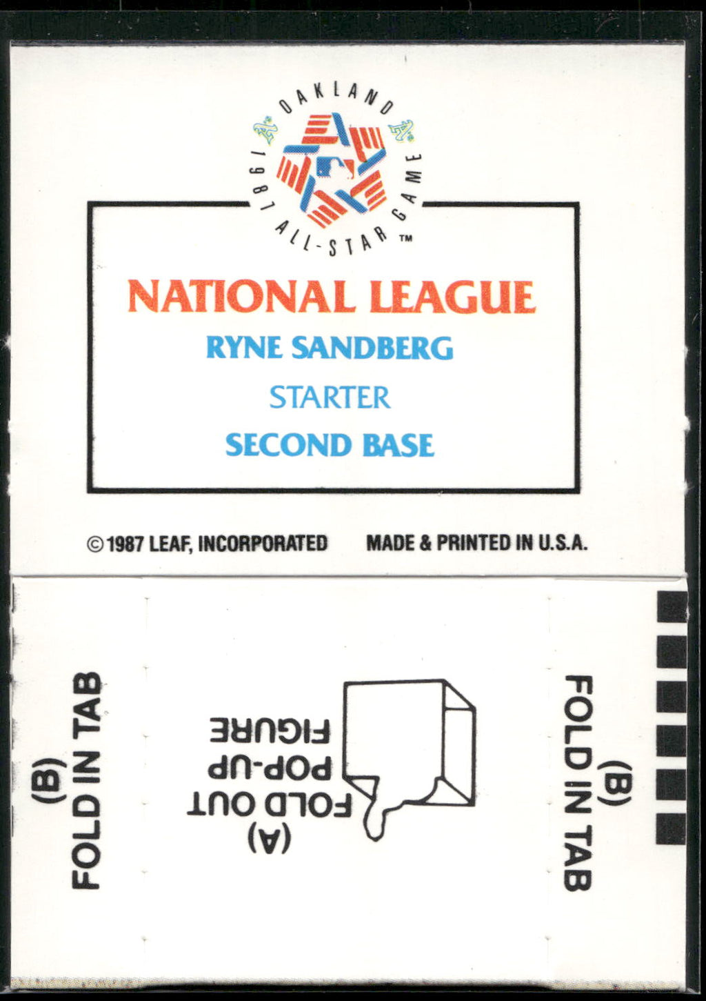 1988 Donruss All-Stars #NNO Ryne Sandberg Pop-Ups