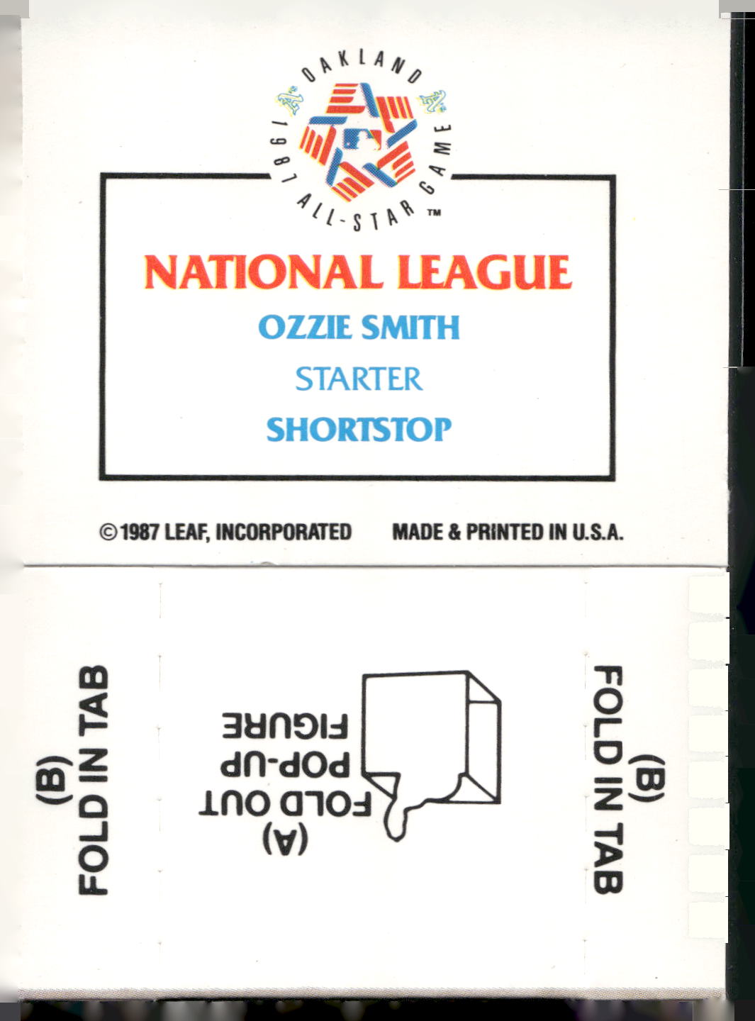1988 Donruss All-Stars #NNO Ozzie Smith Pop-Ups