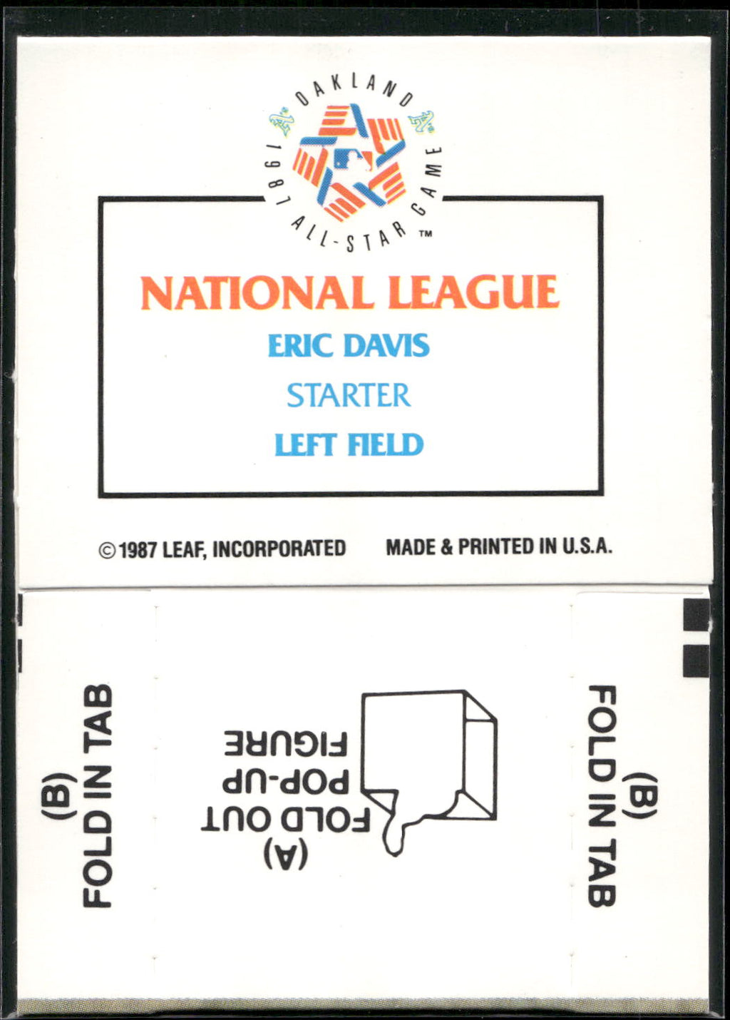 1988 Donruss All-Stars #NNO Eric Davis Pop-Ups