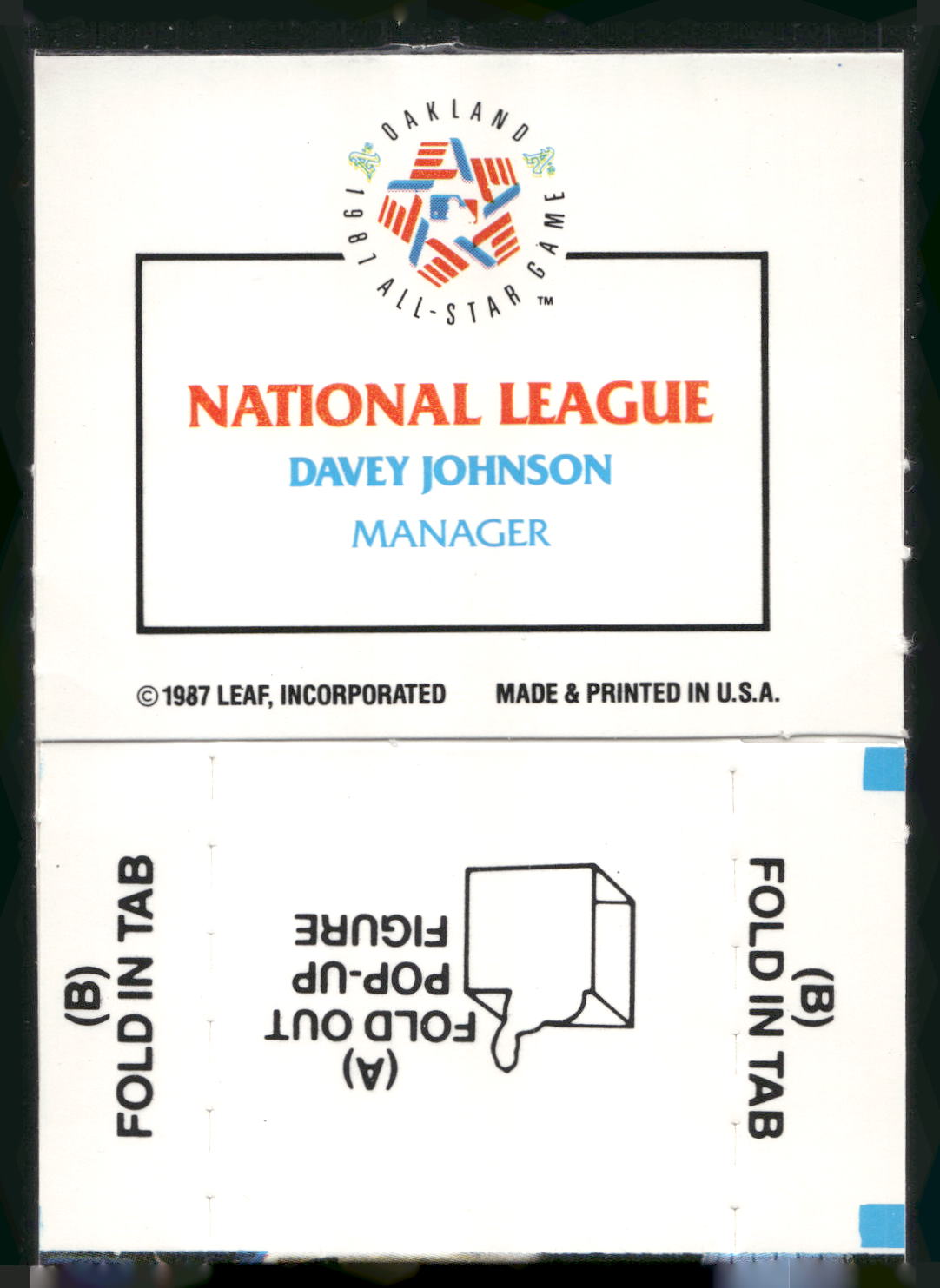 1988 Donruss All-Stars #NNO Davey Johnson Pop-Ups