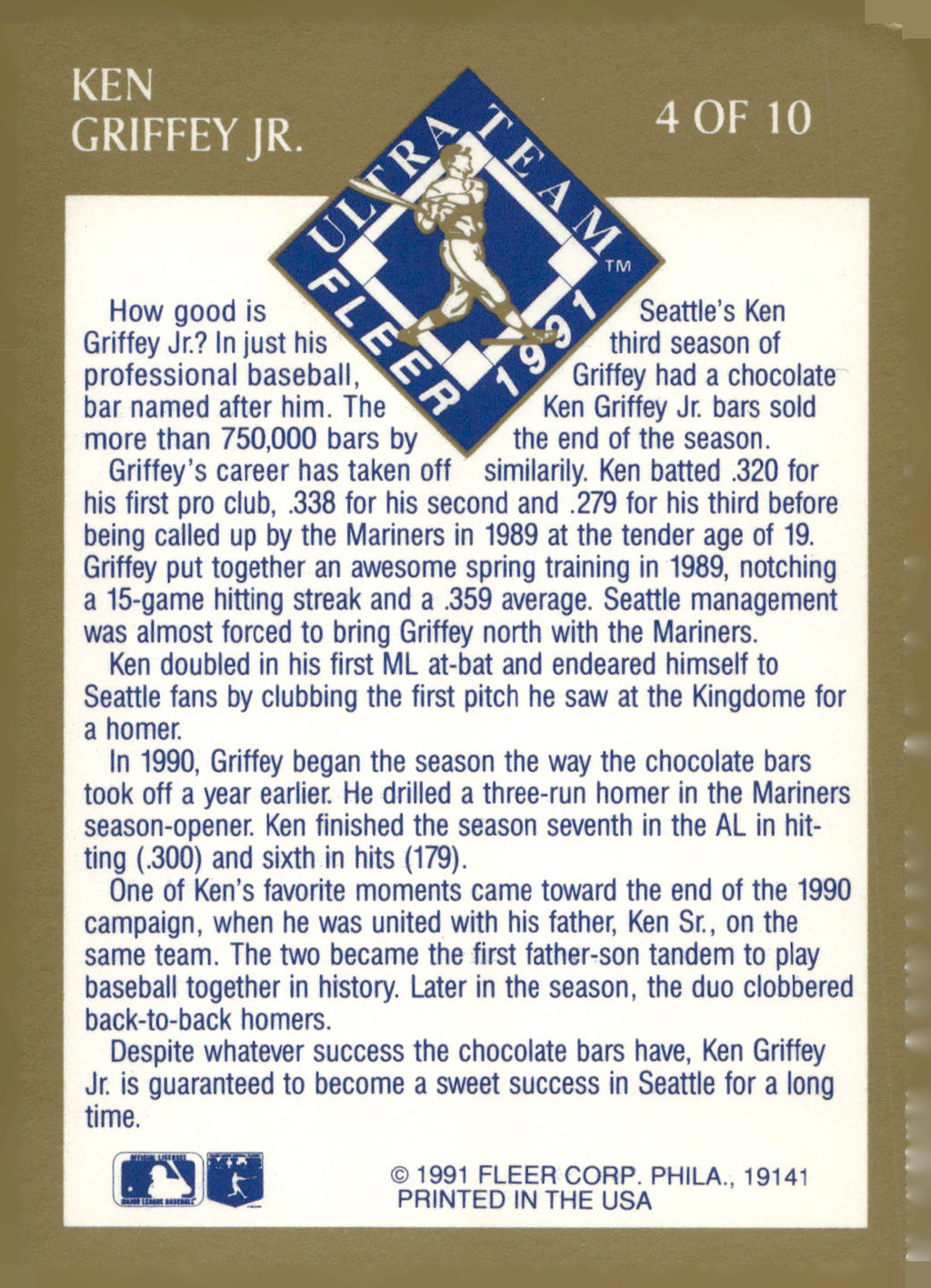 1991 Ultra #4 Ken Griffey Jr. Ultra Team (Ultra Gold)