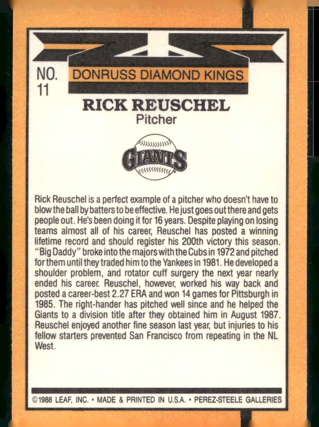 1989 Donruss #11 Rick Reuschel