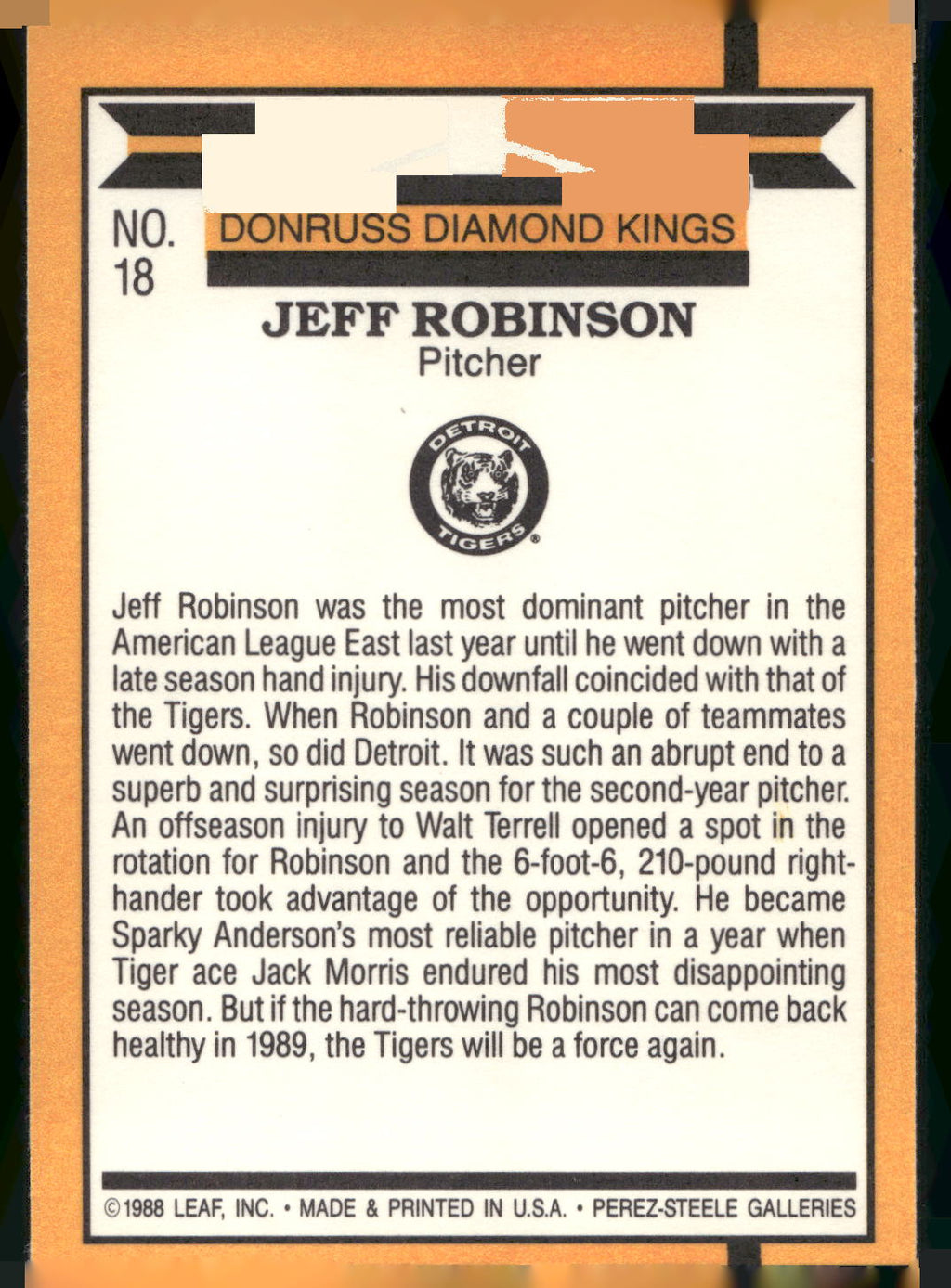 1989 Donruss #18 Jeff Robinson