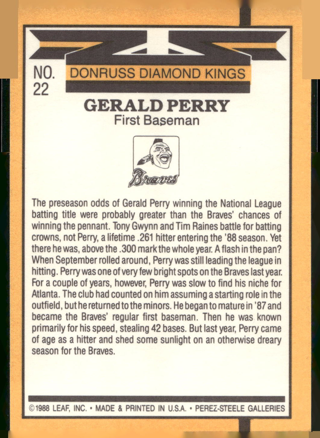 1989 Donruss #22 Gerald Perry