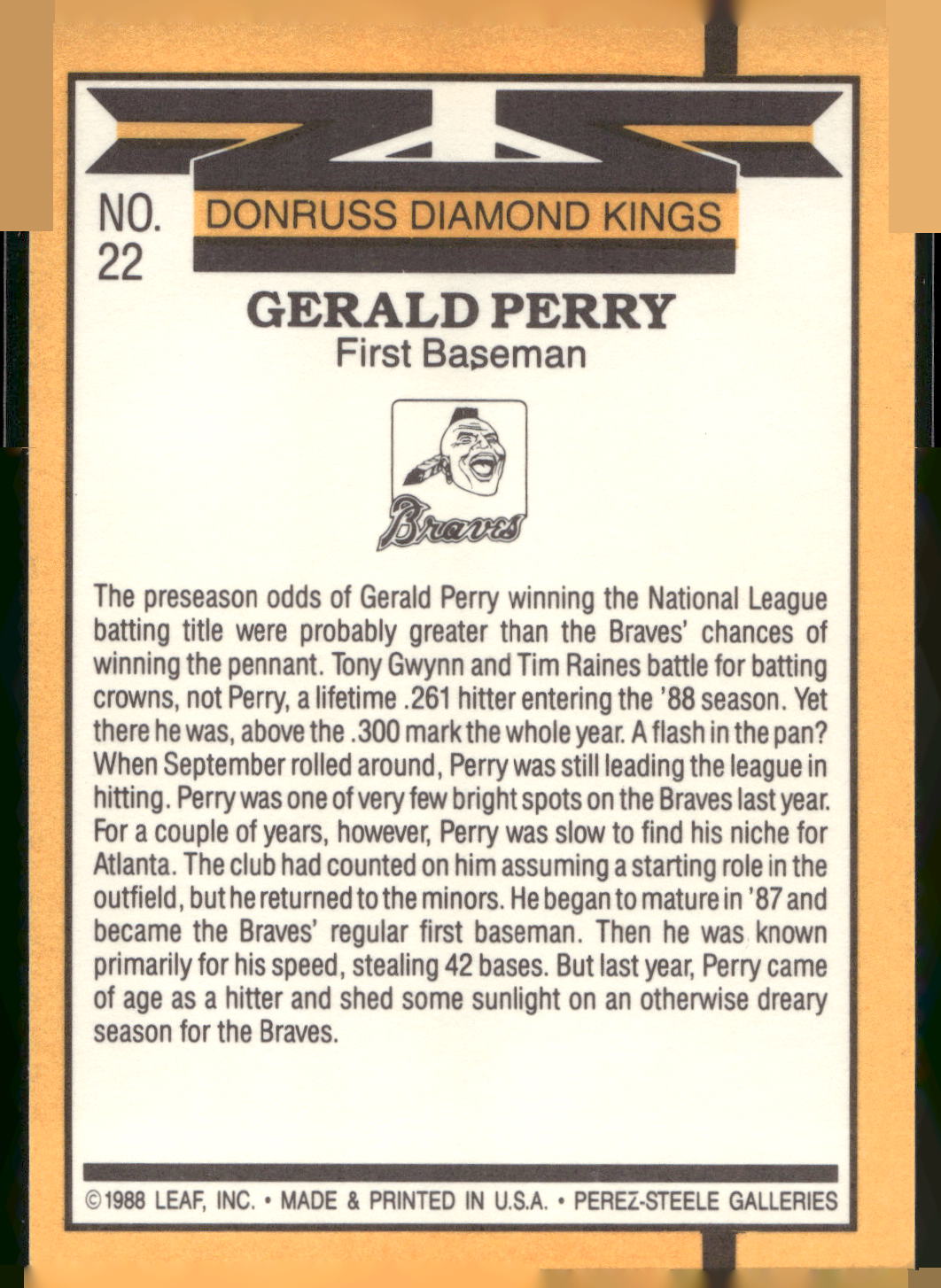 1989 Donruss #22 Gerald Perry
