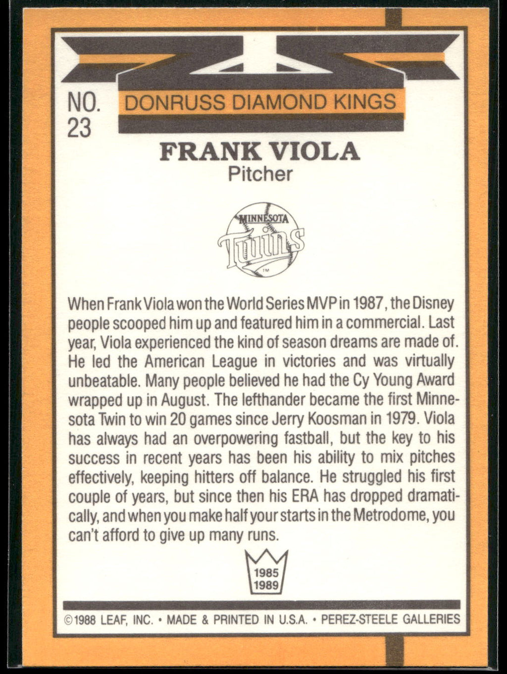1989 Donruss #23 Frank Viola