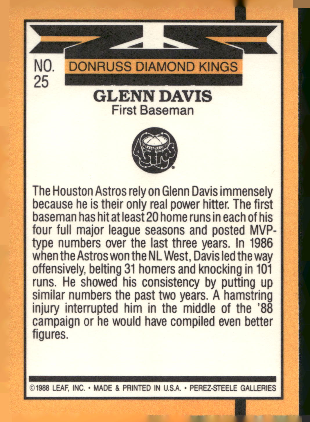 1989 Donruss #25 Glenn Davis