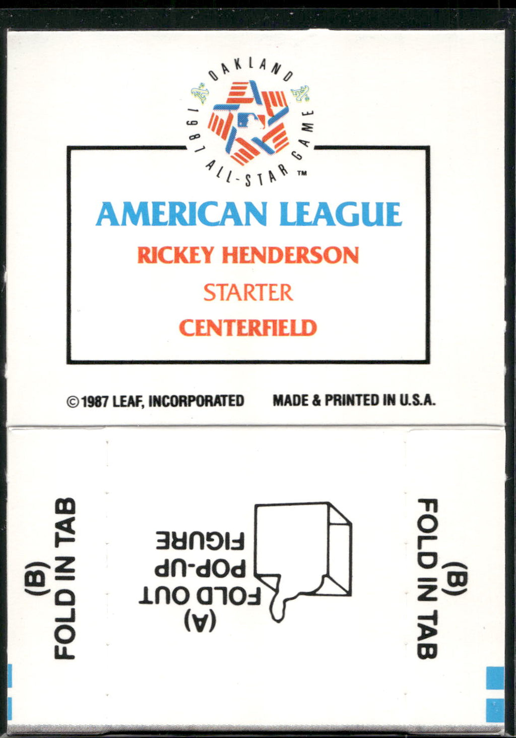 1988 Donruss All-Stars #NNO Rickey Henderson Pop-Ups