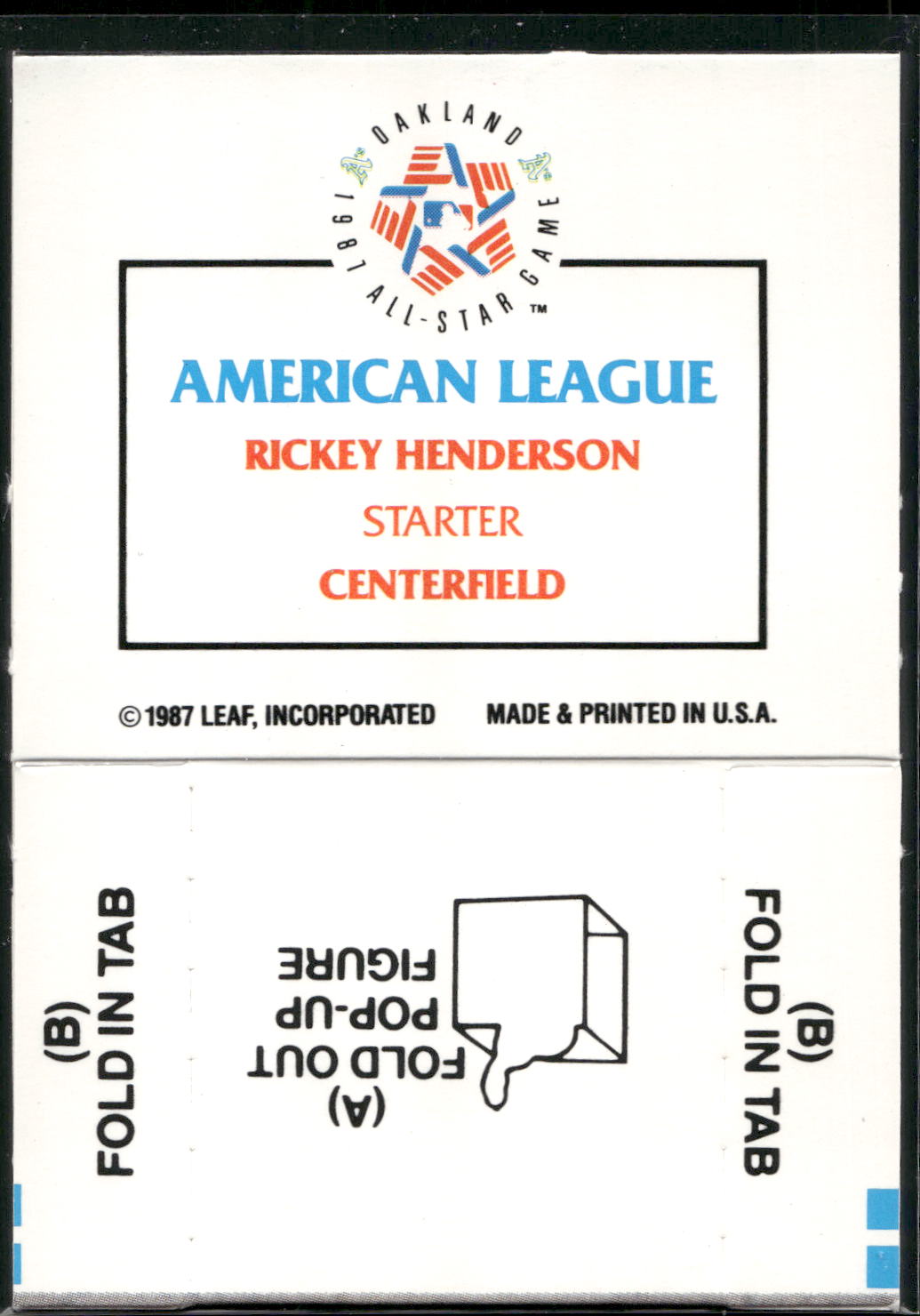 1988 Donruss All-Stars #NNO Rickey Henderson Pop-Ups
