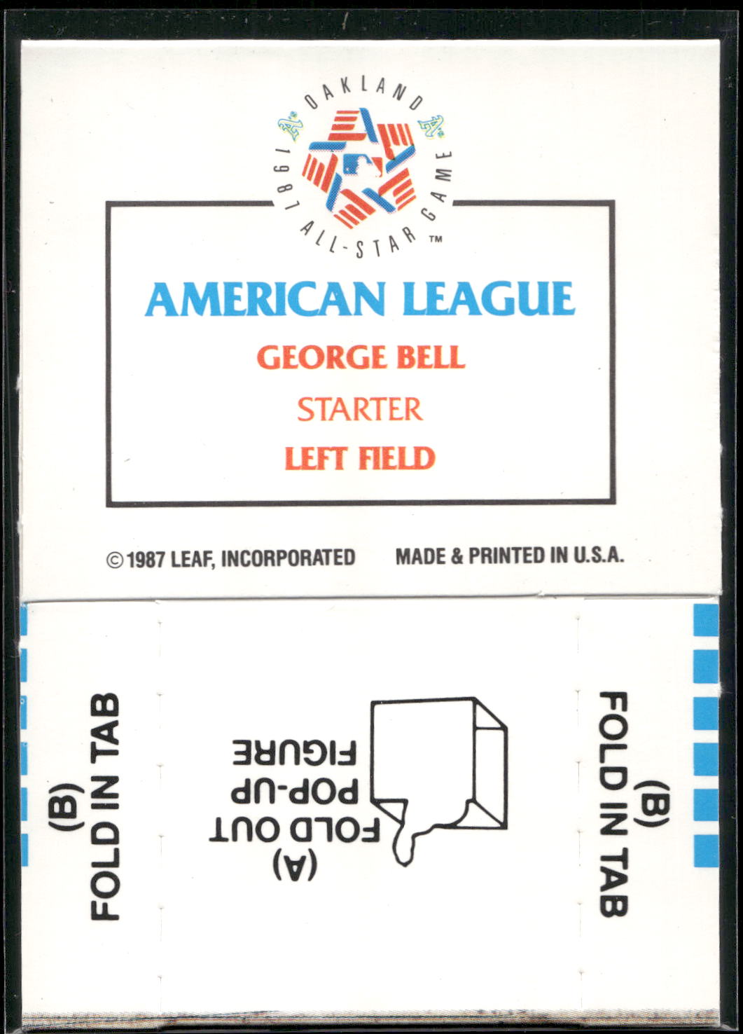 1988 Donruss All-Stars #NNO George Bell Pop-Ups