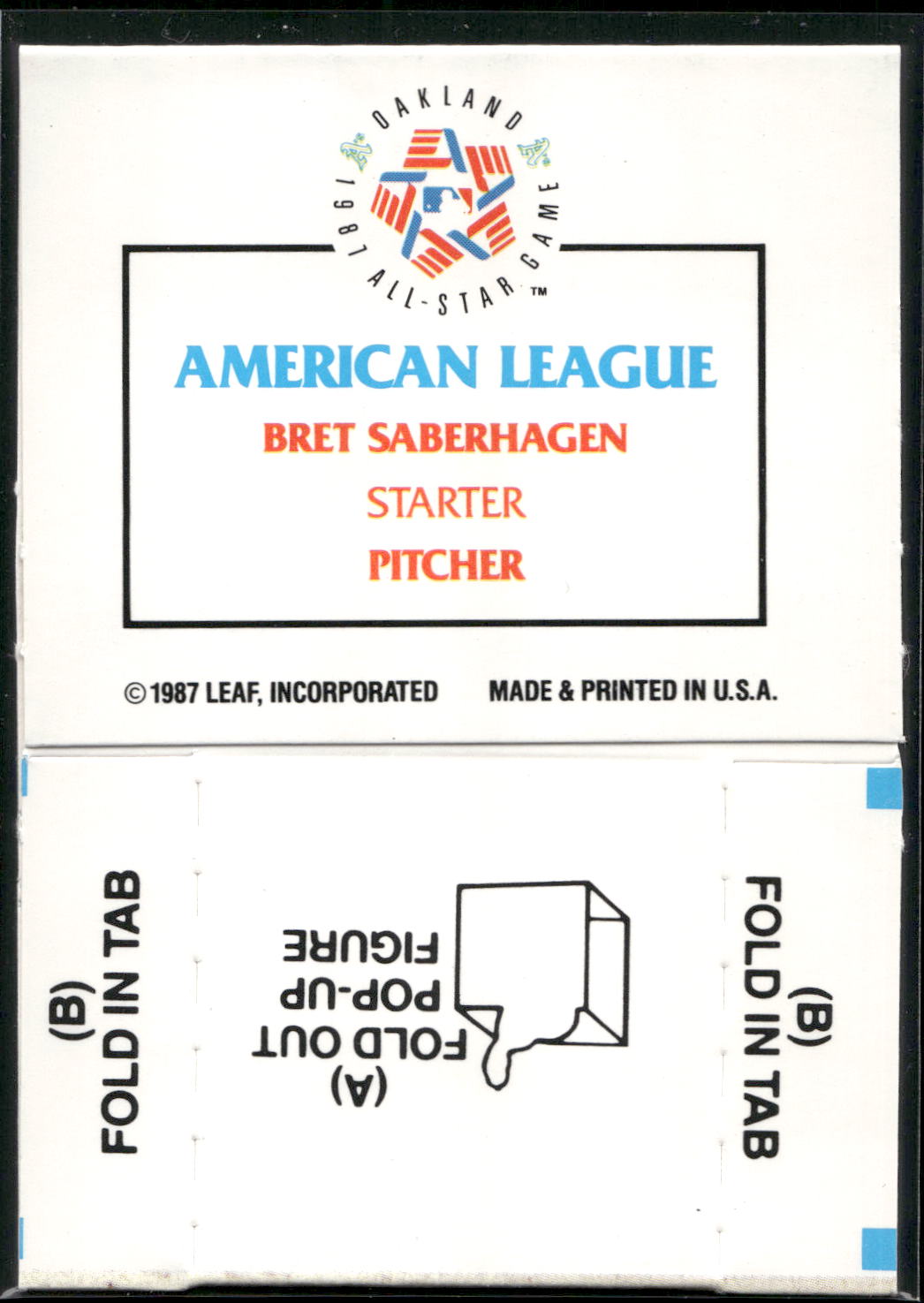 1988 Donruss All-Stars #NNO Bret Saberhagen Pop-Ups