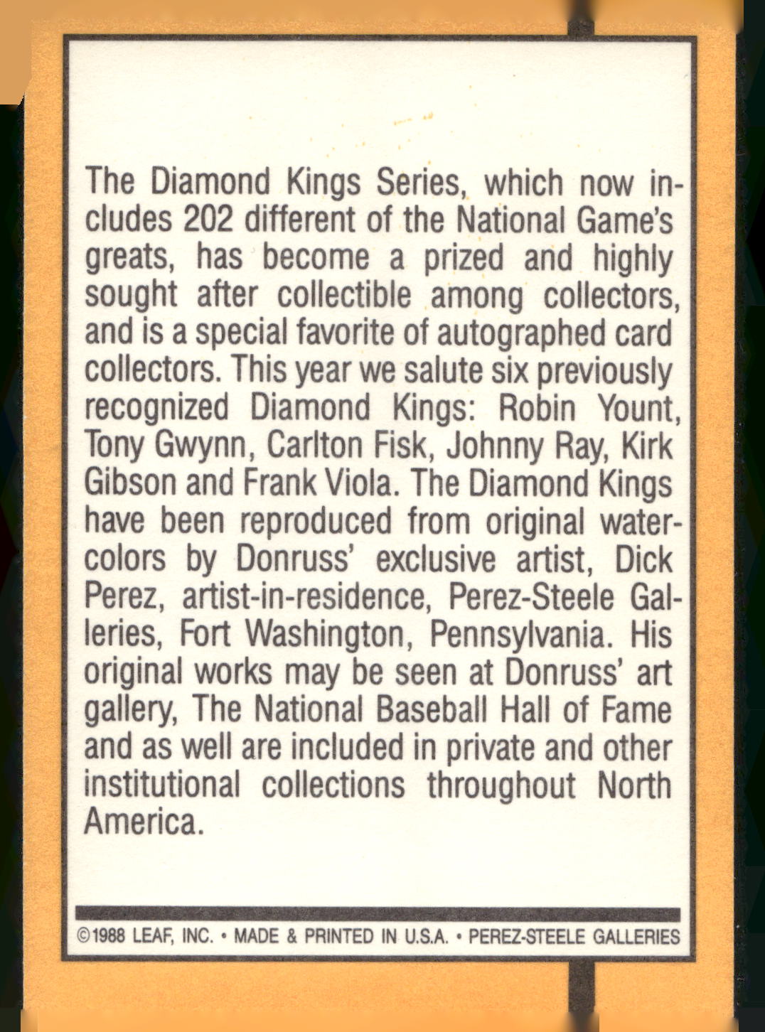 1989 Donruss #27 Diamond Kings Checklist: 1-26