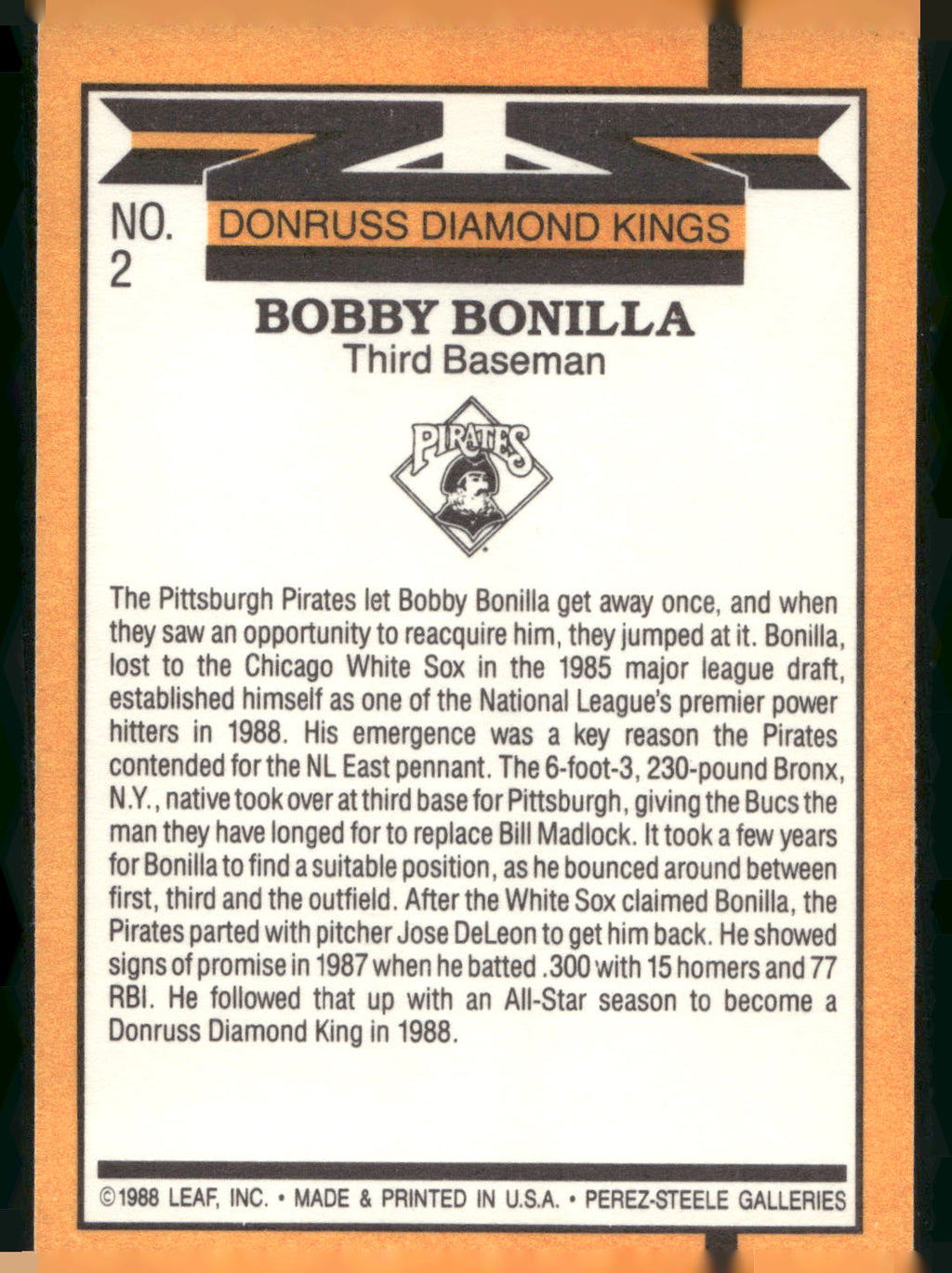 1989 Donruss #2 Bobby Bonilla