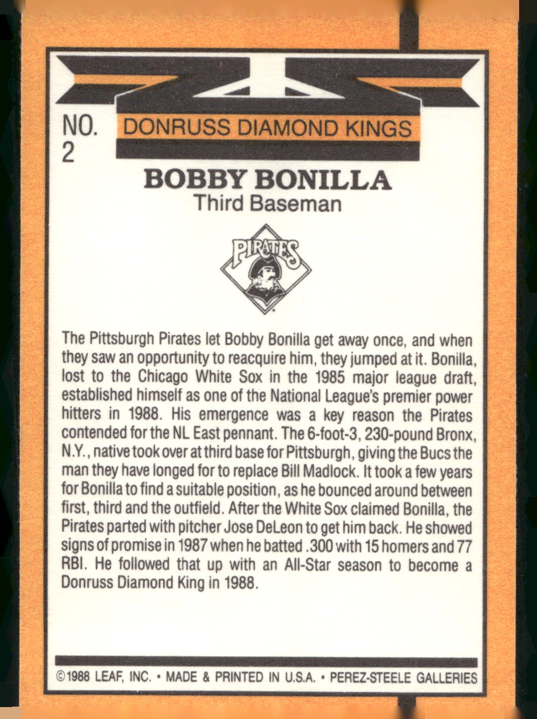 1989 Donruss #2 Bobby Bonilla