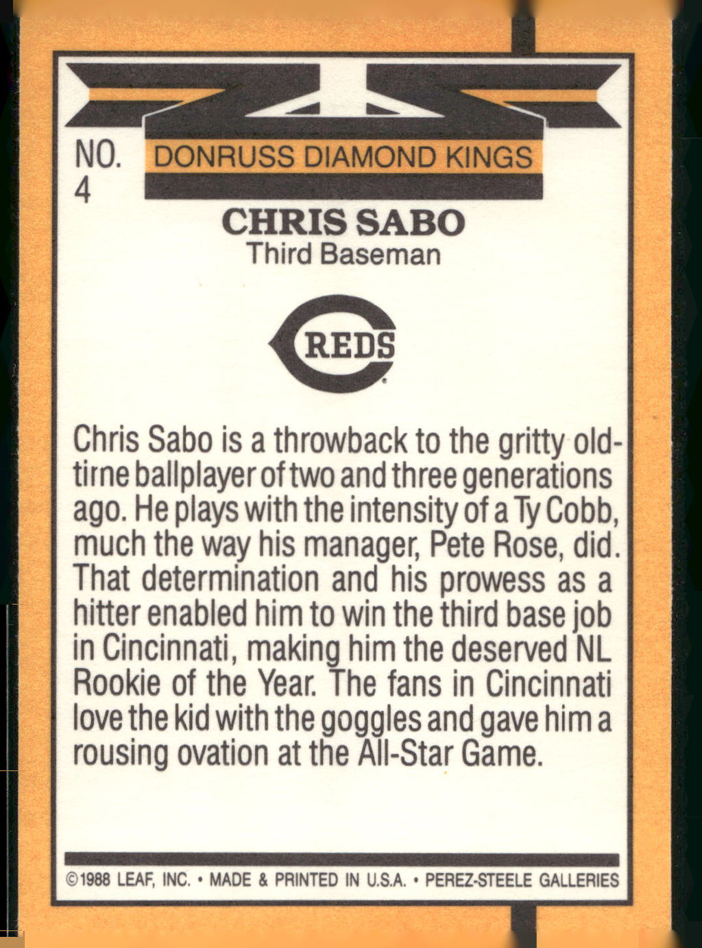 1989 Donruss #4 Chris Sabo