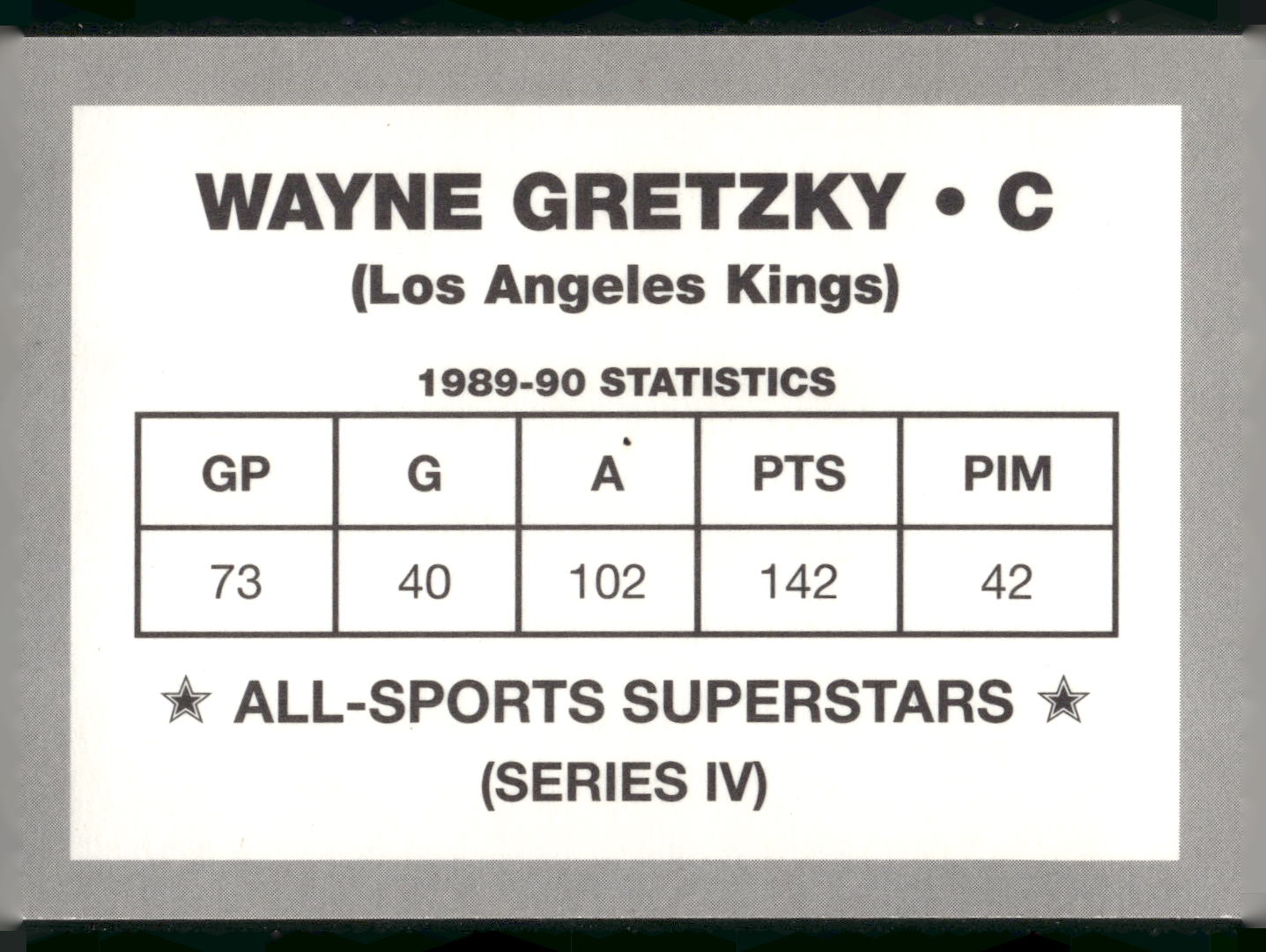 1989-90 All-Sports Superstars Series 1-4 (unlicensed) #NNO Wayne Gretzky