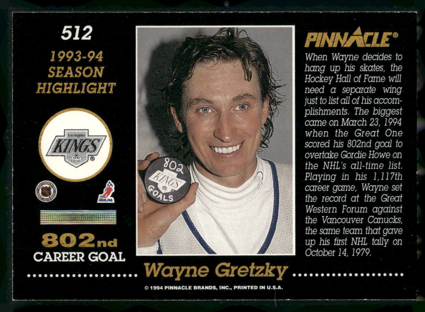 1993-94 Pinnacle #512 Wayne Gretzky