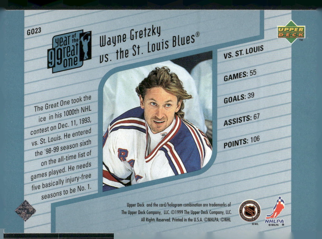1998-99 Upper Deck #GO23 Wayne Gretzky Year of the Great One