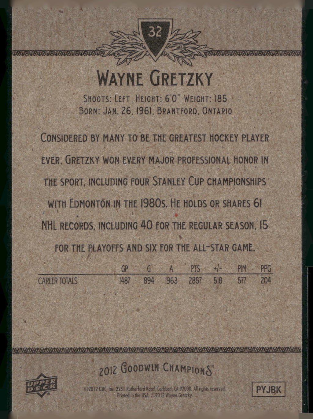 2012 Upper Deck Goodwin Champions #32 Wayne Gretzky