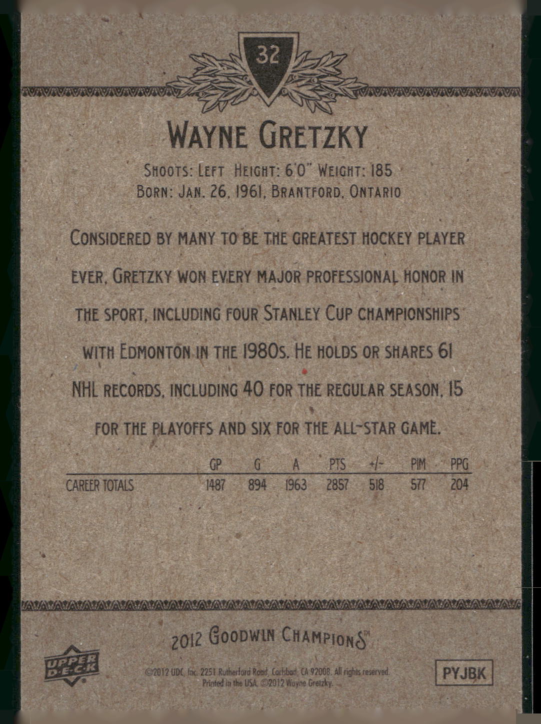 2012 Upper Deck Goodwin Champions #32 Wayne Gretzky