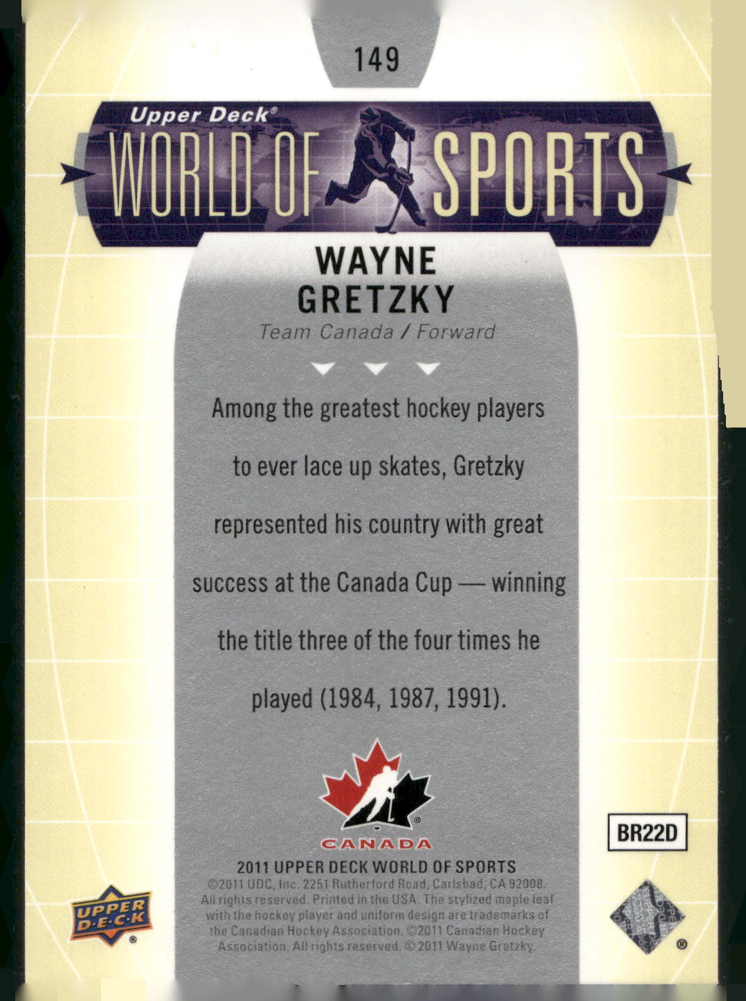 2011 Upper Deck World of Sports #149 Wayne Gretzky