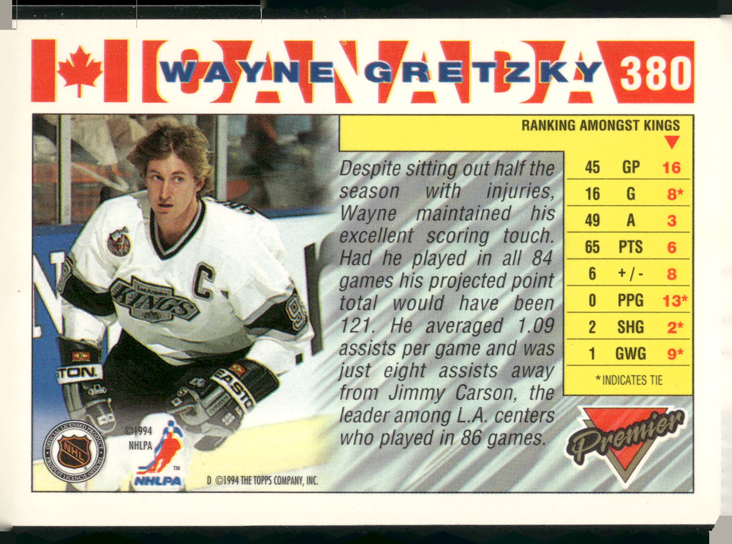 1993-94 Topps Premier #380 Wayne Gretzky