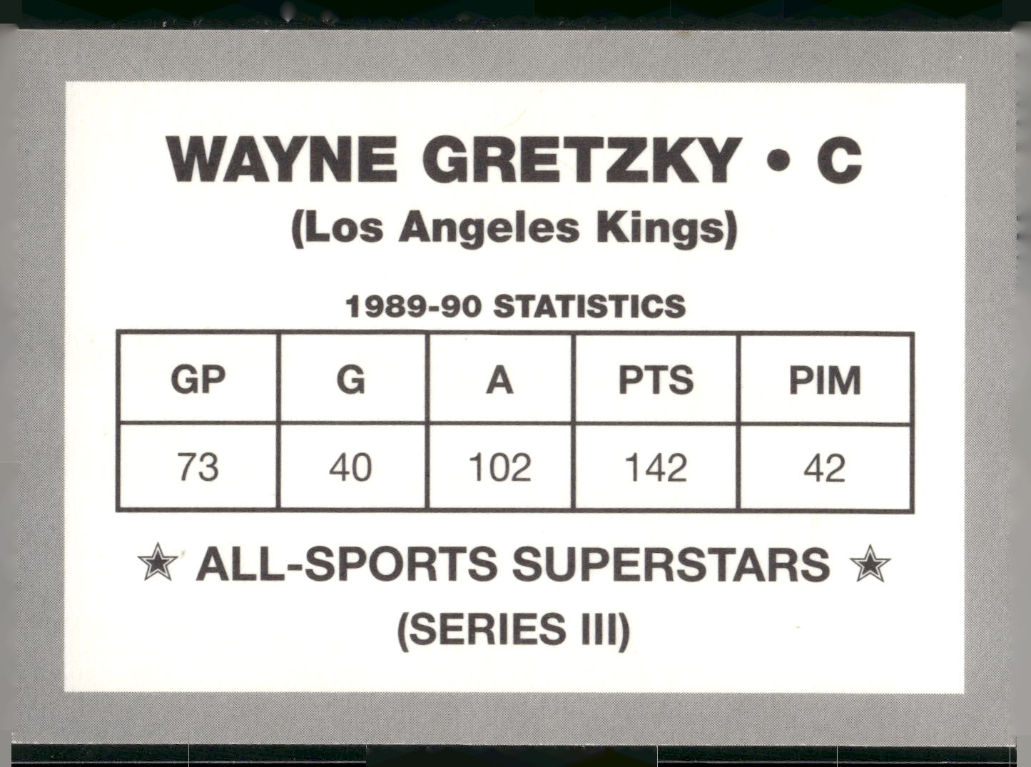 1989-90 All-Sports Superstars Series 1-4 (unlicensed) #NNO Wayne Gretzky