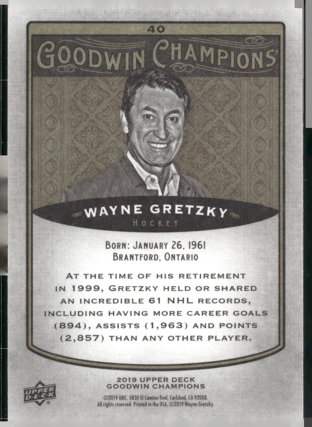 2019 Upper Deck Goodwin Champions #40 Wayne Gretzky