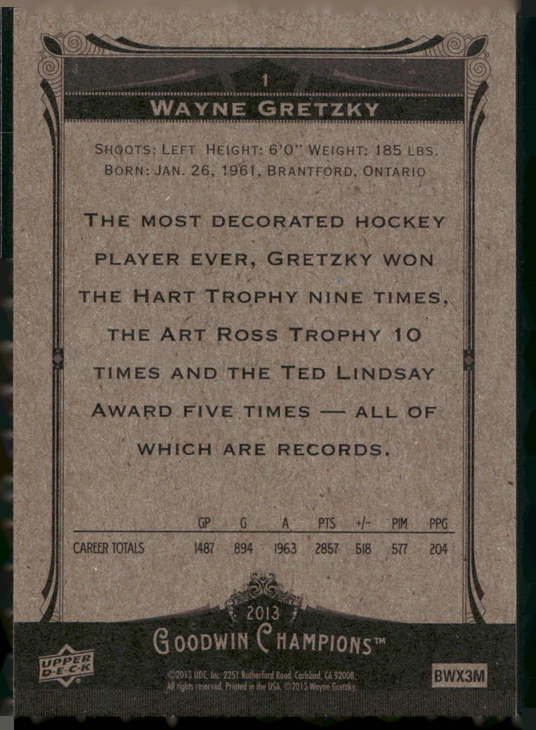 2013 Upper Deck Goodwin Champions #1 Wayne Gretzky