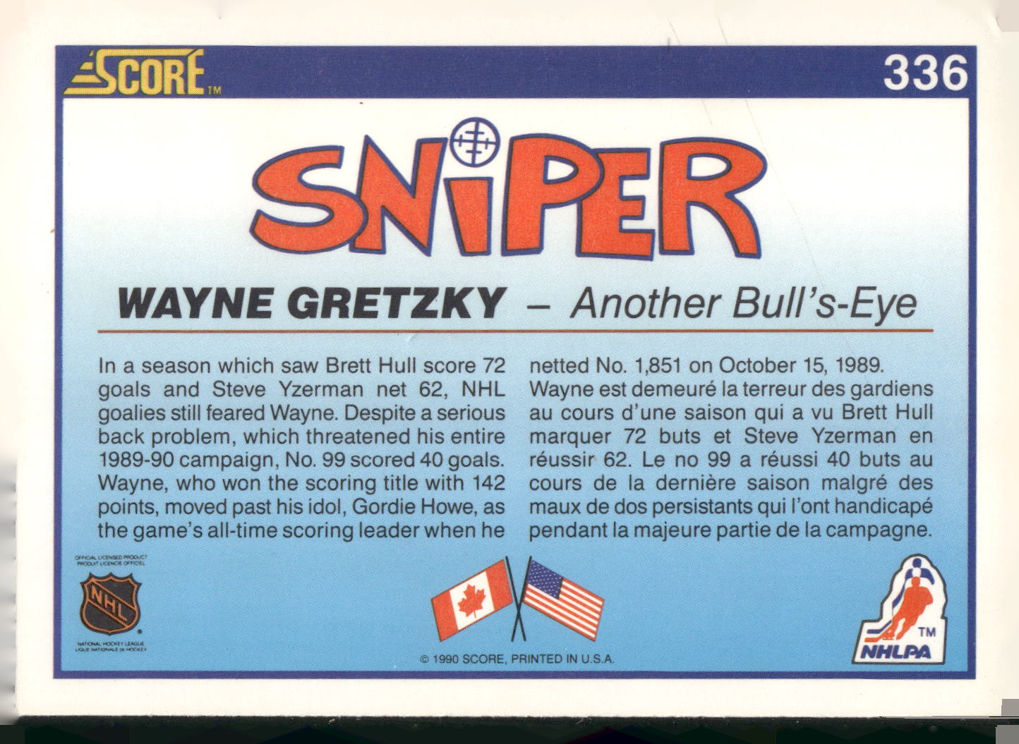 1990-91 Score Canadian #336 Wayne Gretzky