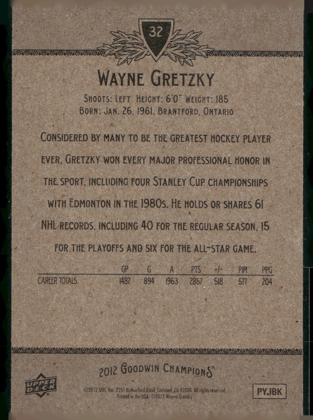 2012 Upper Deck Goodwin Champions #32 Wayne Gretzky