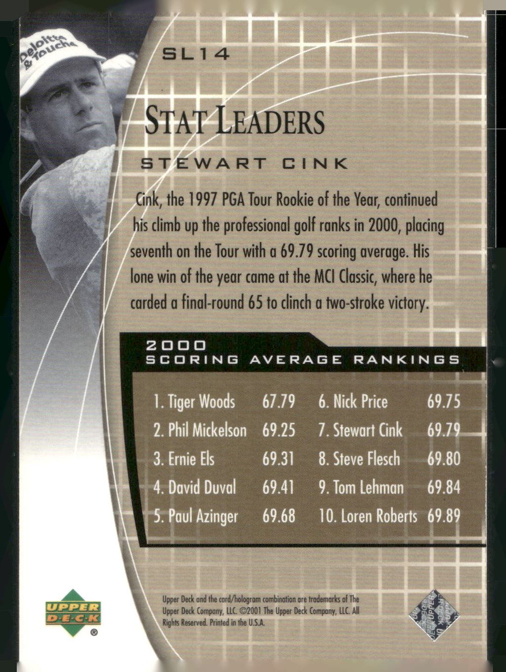 2001 Upper Deck #SL14 Stewart Cink Stat Leaders