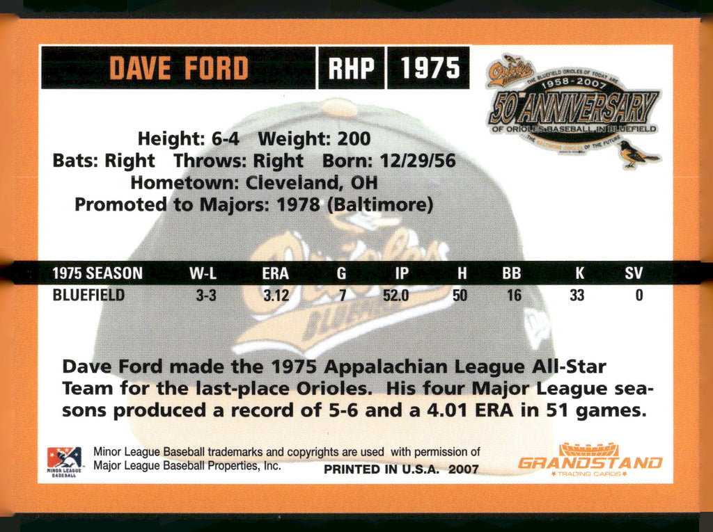 2007 Grandstand Bluefield Orioles 50th Anniversary #NNO Dave Ford
