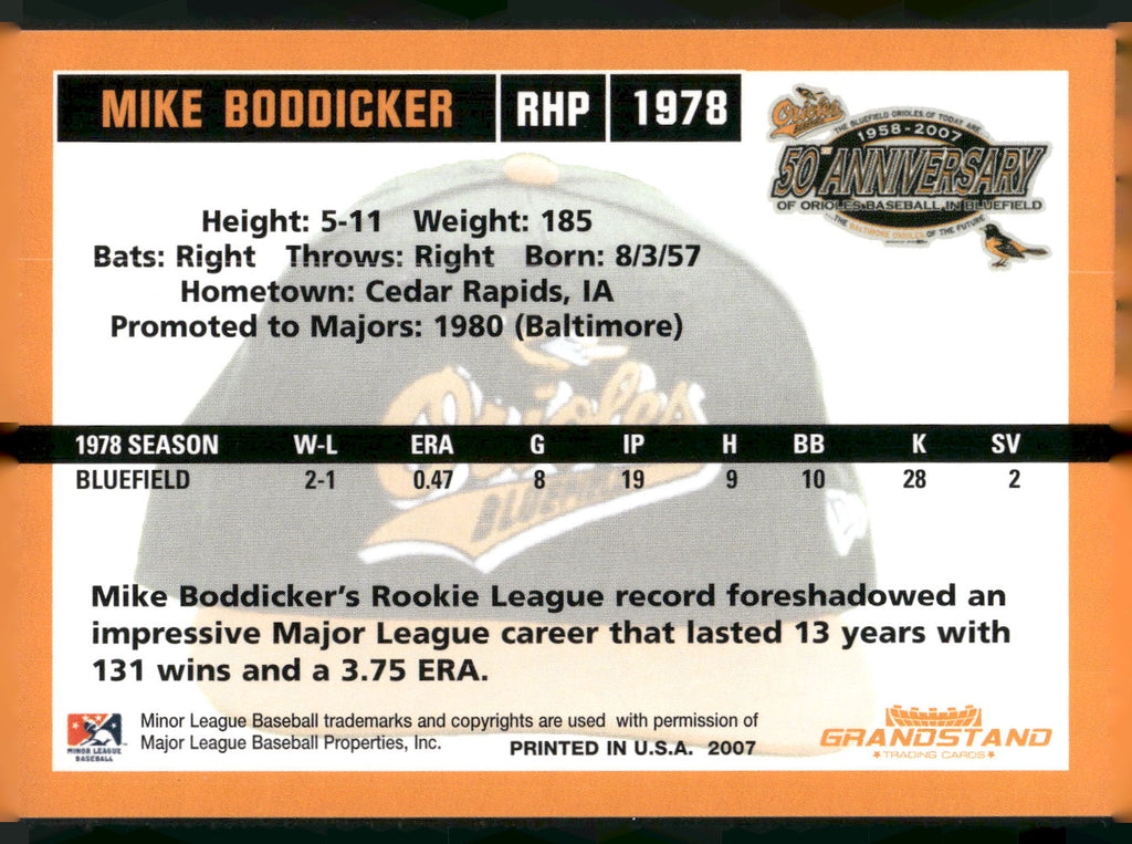 2007 Grandstand Bluefield Orioles 50th Anniversary #NNO Mike Boddicker