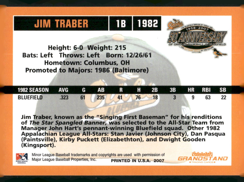 2007 Grandstand Bluefield Orioles 50th Anniversary #NNO Jim Traber
