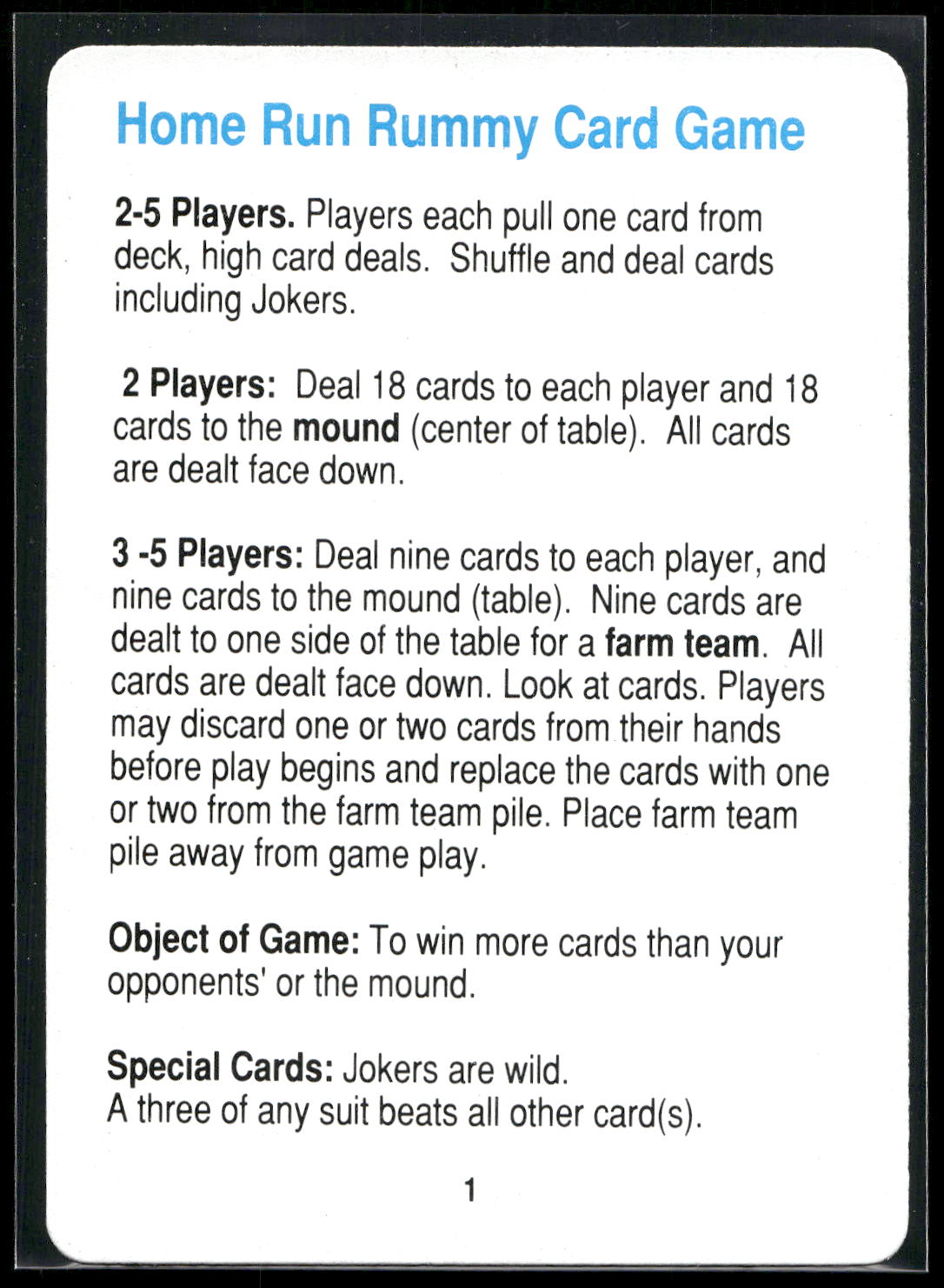 1992 U.S. Playing Card Co. Baseball Aces Playing Cards #NNO Home Run Rummy Game